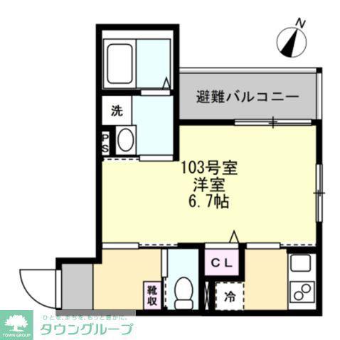 ベイルームコート辻堂(1K/1階)の間取り写真