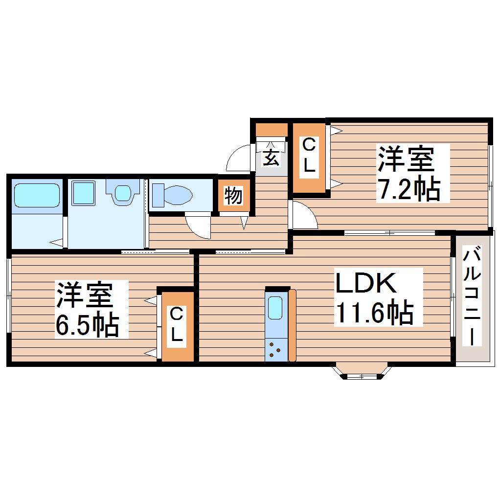 グレースみなみIII(2LDK/2階)の間取り写真