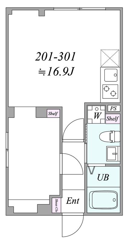 サンキャピタル北新宿(1LDK/2階)の間取り写真