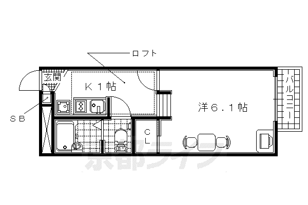 レオパレスJ(1K/2階)の間取り写真