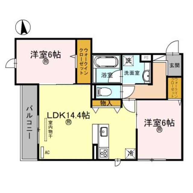 トリシア江坂(2LDK/1階)の間取り写真