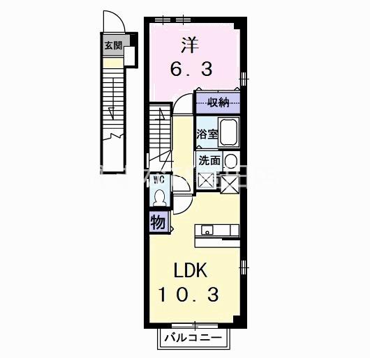 フリーデWAGO(1LDK/2階)の間取り写真