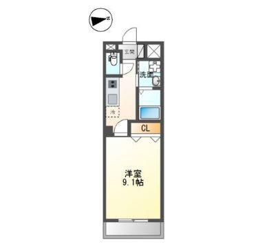 ファミール栄(1K/2階)の間取り写真