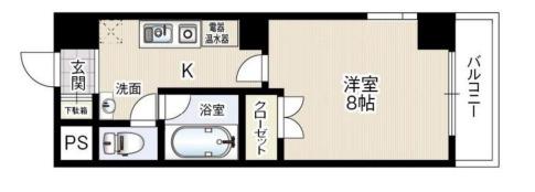 ヴェリッシモ芥川(1K/4階)の間取り写真