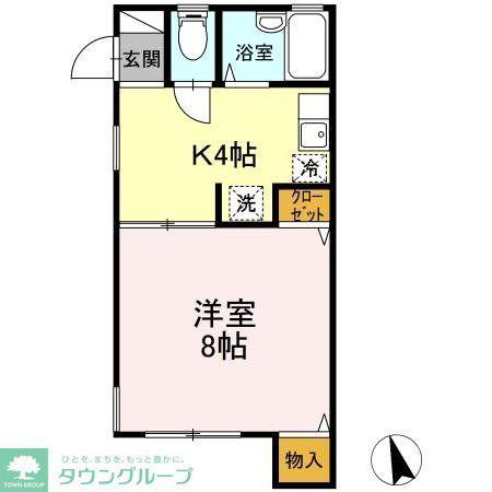 L-エスパシオ(1K/1階)の間取り写真