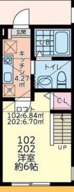 リベルテ相模原(1K/1階)の間取り写真