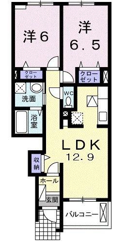ピクシー・ラビット C(2LDK/1階)の間取り写真