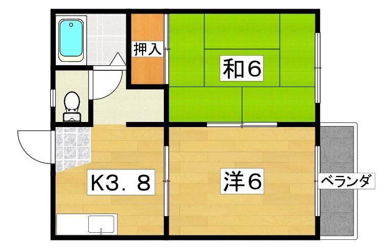PALハイツ(2K/1階)の間取り写真
