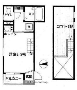 ソリッド東白楽(ワンルーム/3階)の間取り写真