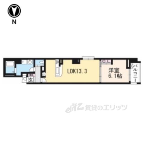 CALM小川通(1LDK/3階)の間取り写真