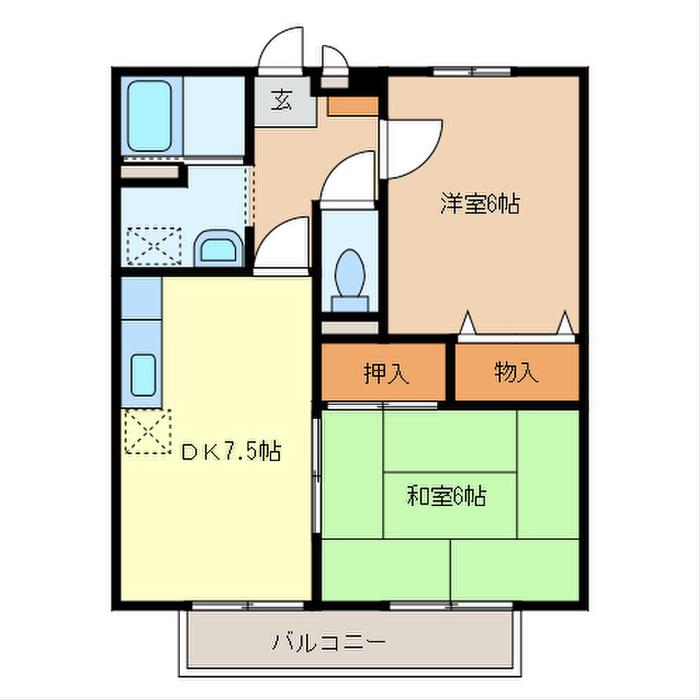 エミグランド(2DK/1階)の間取り写真