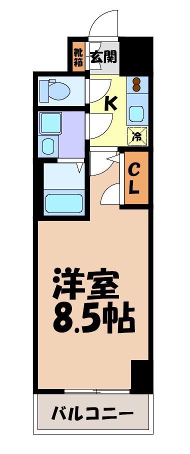 エスリード東別院ザ・セントレ(1K/7階)の間取り写真