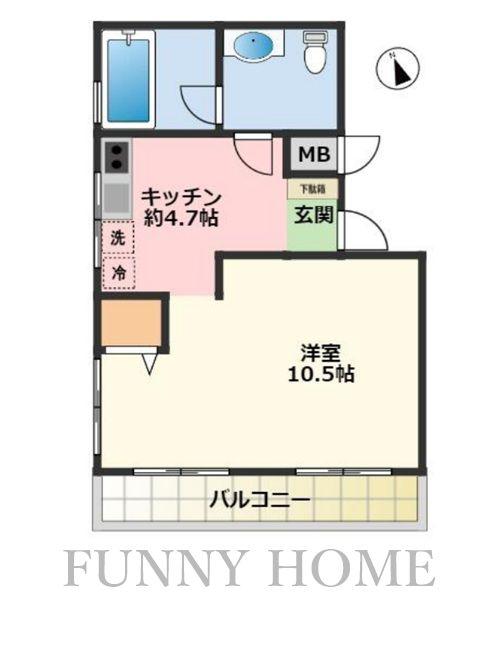 キャッスル自由が丘(1DK/2階)の間取り写真