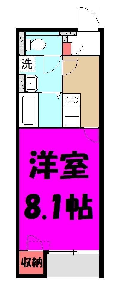 フォセット(1K/2階)の間取り写真
