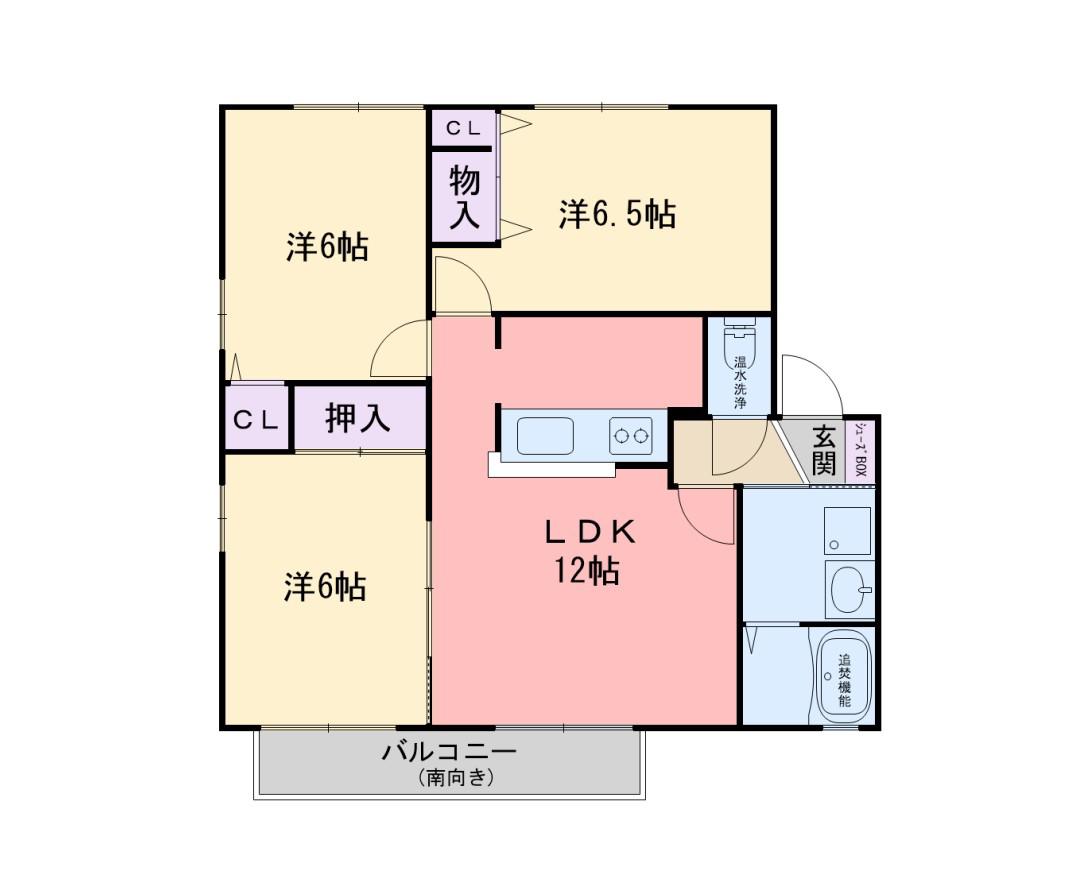 クレセール21E棟(3LDK/2階)の間取り写真