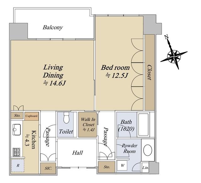 グラングリーン大阪 THE ノース RESIDENCE(1LDK/33階)の間取り写真