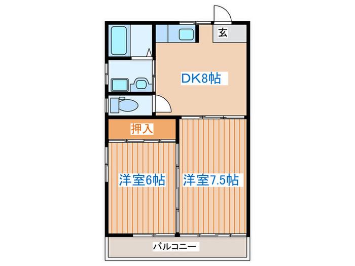 コーポクロサキ(2DK/2階)の間取り写真