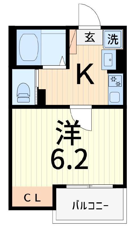 TS CUORE六町II(1K/1階)の間取り写真