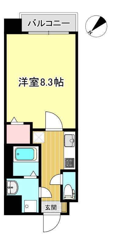 グランデール金池(1K/9階)の間取り写真
