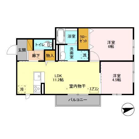 VILLETTA(2LDK/2階)の間取り写真