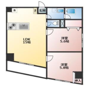 DWELL(2LDK/4階)の間取り写真