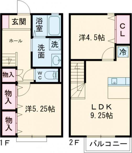 PLUMERIA A(2LDK/1階)の間取り写真