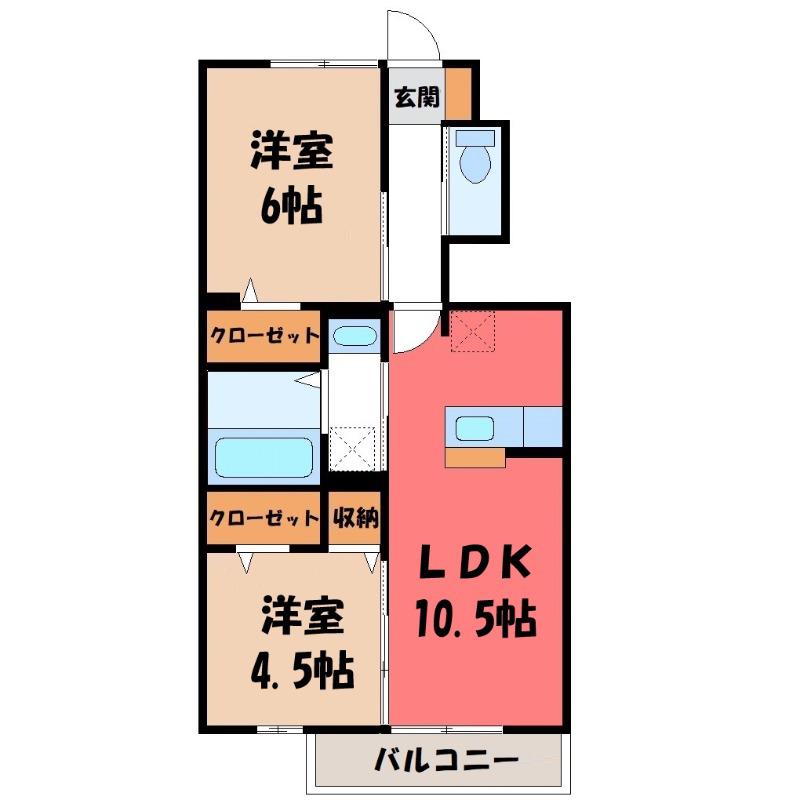 ハーベスト・ムーン II(2LDK/1階)の間取り写真