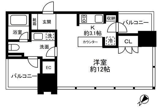 THE ROPPONGI TOKYO SUPERIOR RESIDEN(1K/5階)の間取り写真