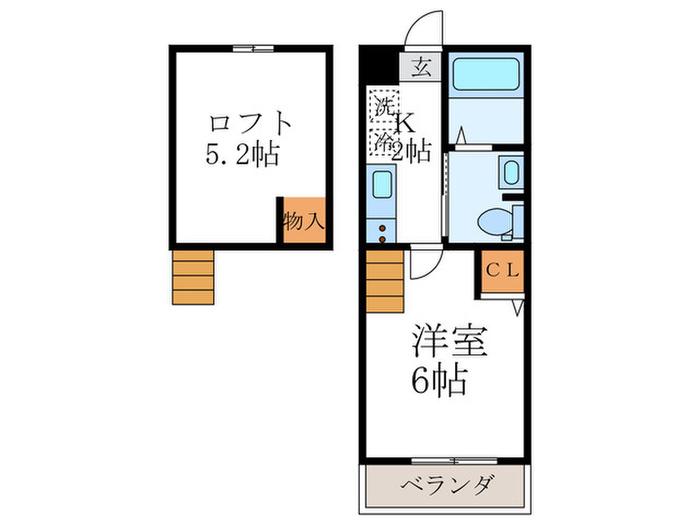 ロフティ下長者町(1K/2階)の間取り写真
