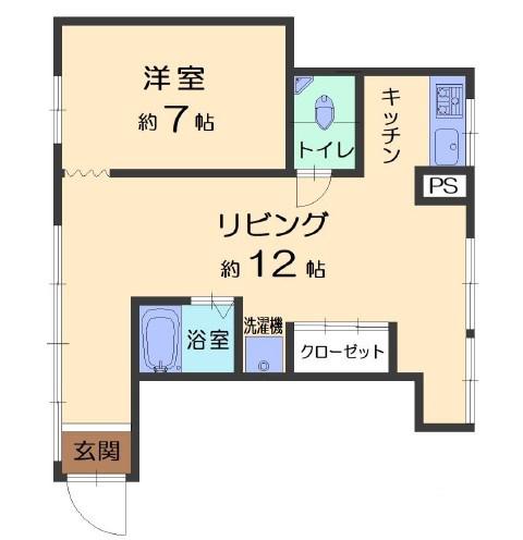 YUビル(1LDK/2階)の間取り写真