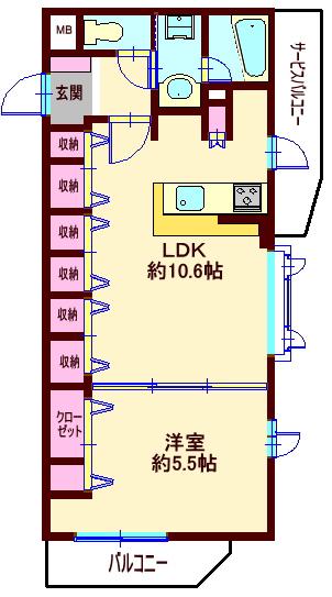 ヴォーガコルテ西馬込アジールコート(1LDK/3階)の間取り写真