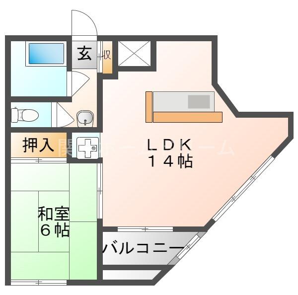 GMビル第三(1LDK/6階)の間取り写真