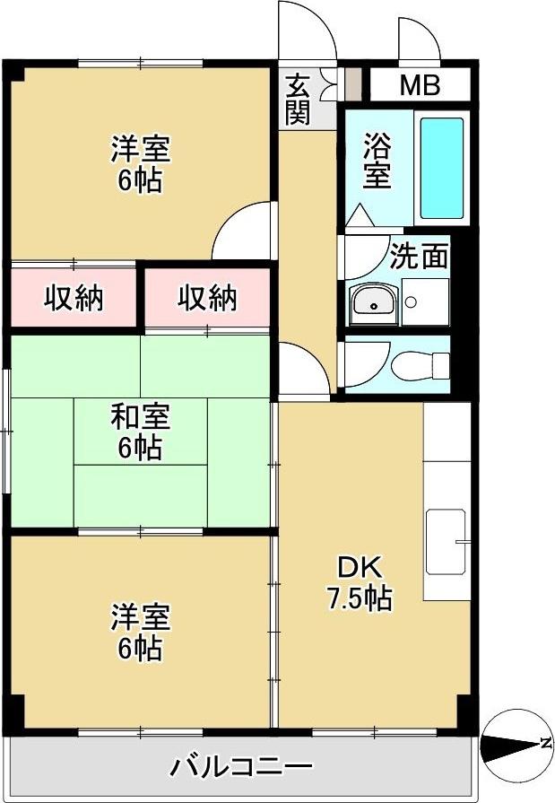 タウンズイノウエ(3DK/3階)の間取り写真