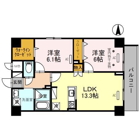 グランツコート御幣島(2LDK/1階)の間取り写真