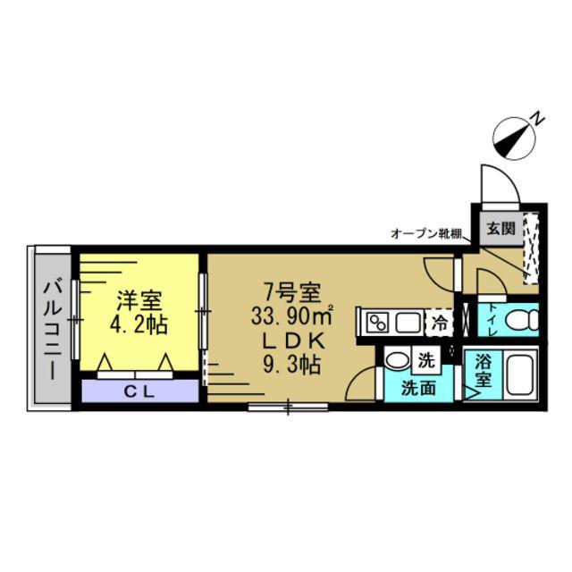 ERIU(1LDK/2階)の間取り写真