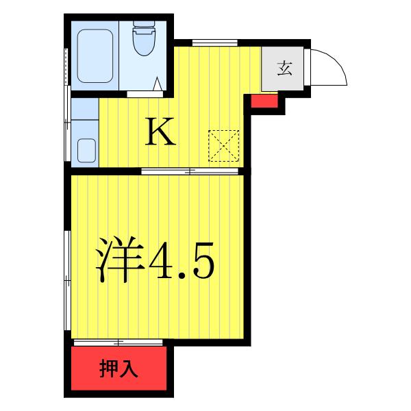 ハイツ西村(1K/2階)の間取り写真