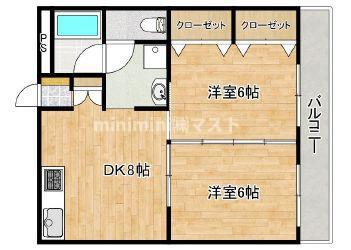 中野ハイツ緑橋(2DK/4階)の間取り写真
