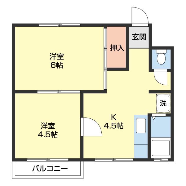 楠見マンション(2DK/2階)の間取り写真