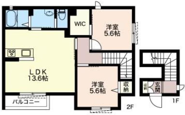 サンディーヒース(2LDK/2階)の間取り写真