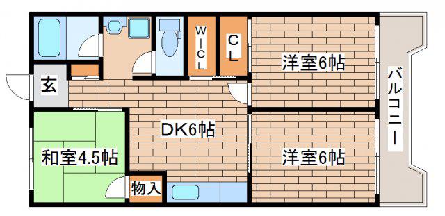 ビレッジハウス港島タワー(3DK/8階)の間取り写真
