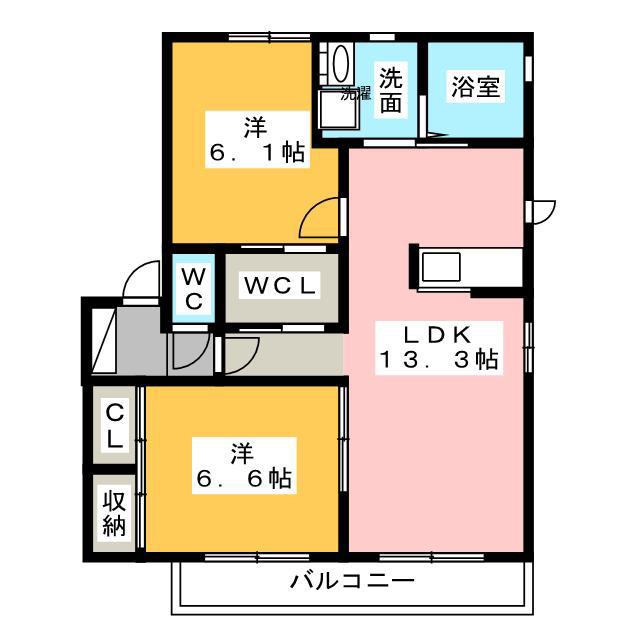 ヴィラージュ金山(2LDK/2階)の間取り写真