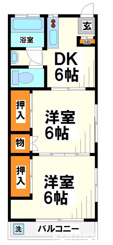 第一小菊荘(2DK/2階)の間取り写真