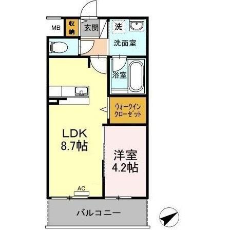 四季荘(1LDK/3階)の間取り写真