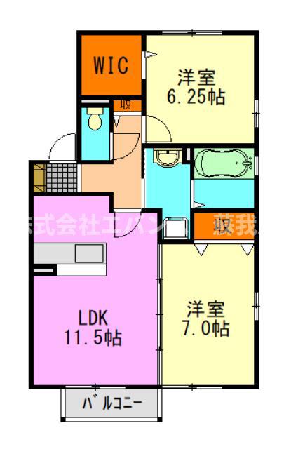 カンパーニュA(2LDK/2階)の間取り写真