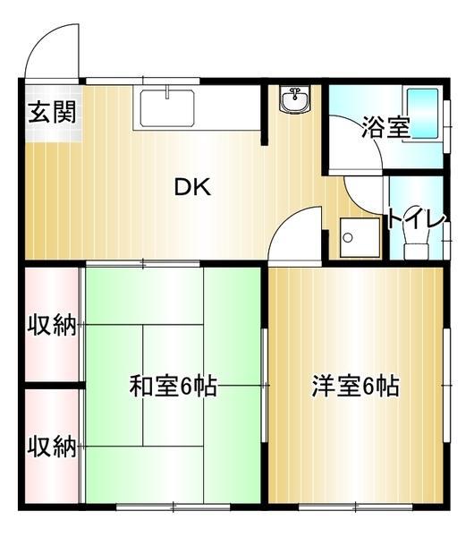 コーポ山本(2DK/1階)の間取り写真