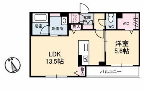 ポートカルチェ東川口(1LDK/2階)の間取り写真