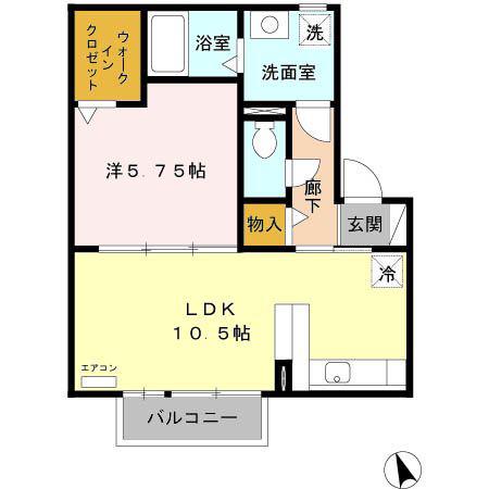 アミティエM(1LDK/2階)の間取り写真