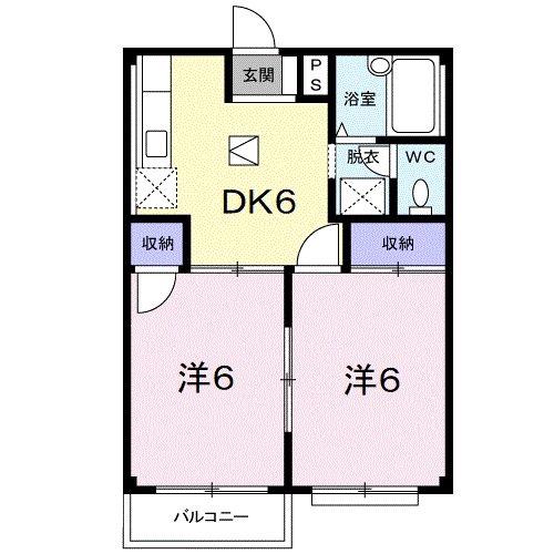 エルディム笹島(2DK/2階)の間取り写真