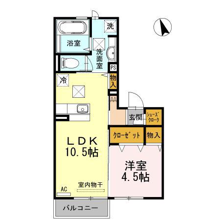 リバーパーク新天町(1LDK/1階)の間取り写真