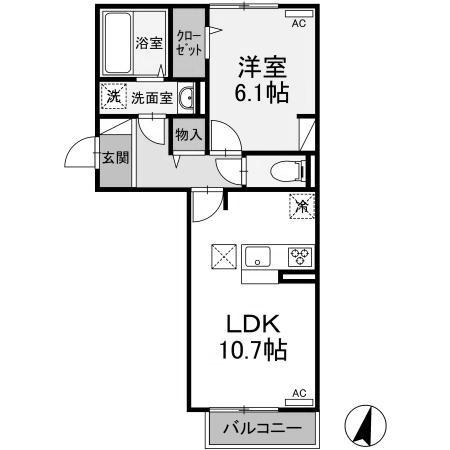 エスポワール A(1LDK/1階)の間取り写真